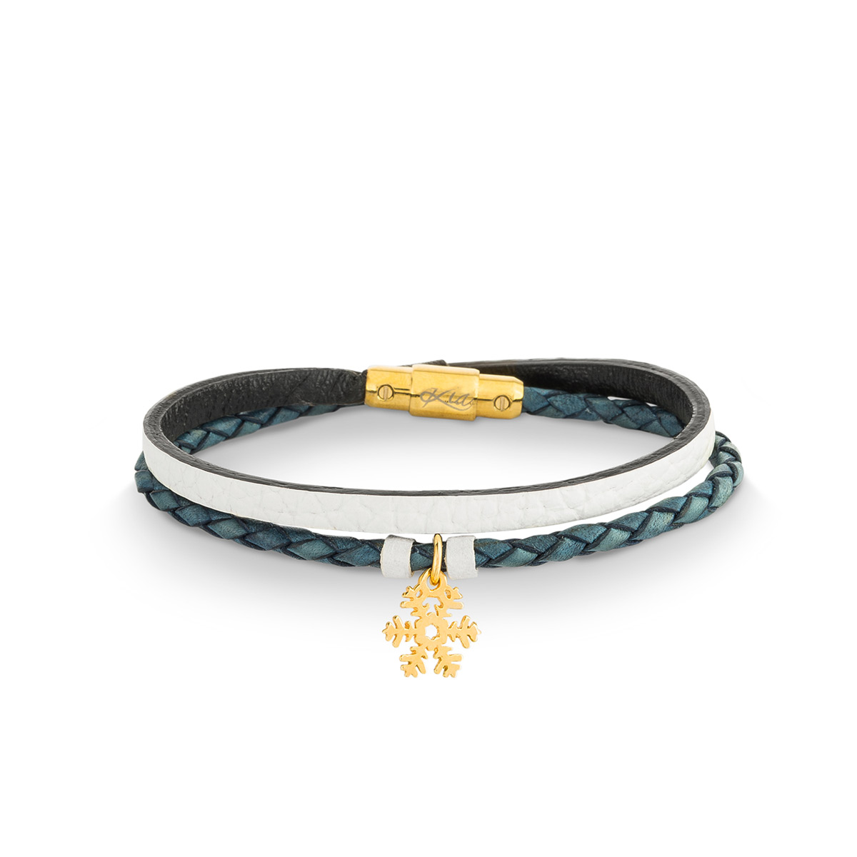 دستبند چرم و طلا  کد BM297-2