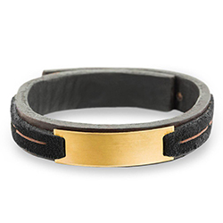 دستبند چرم و طلا  کد BBH001