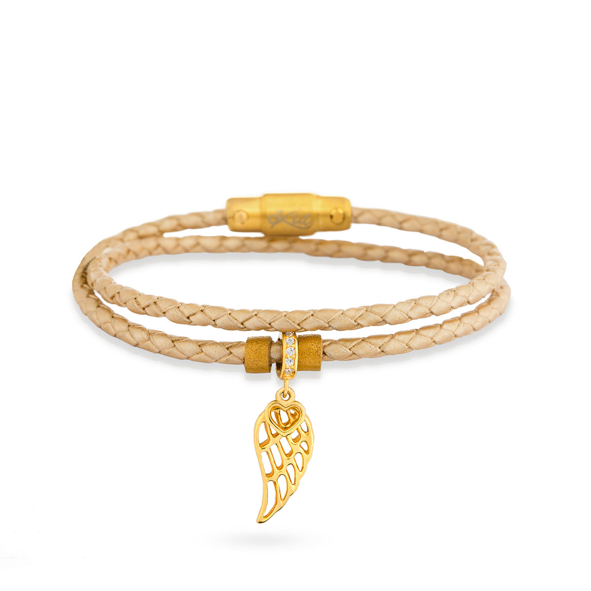 دستبند چرم و طلا  کد BTR037