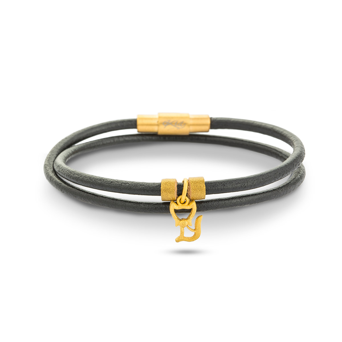 دستبند چرم و طلا  کد BM254