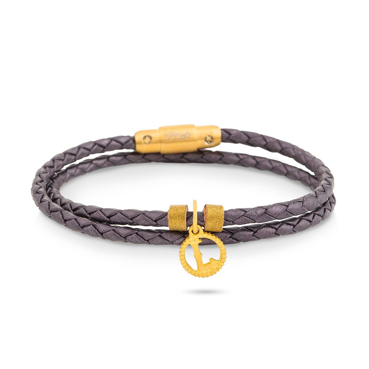 دستبند چرم و طلا  کد BAS069-012