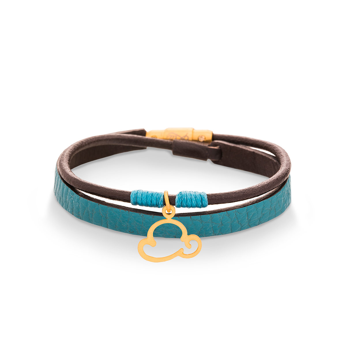 دستبند چرم و طلا  کد BR082-2