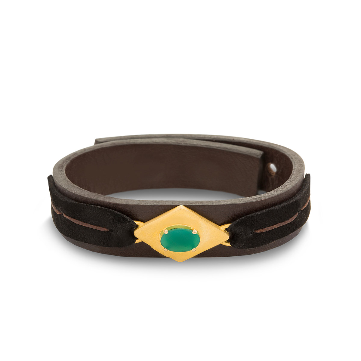 دستبند چرم و طلا  کد BM076