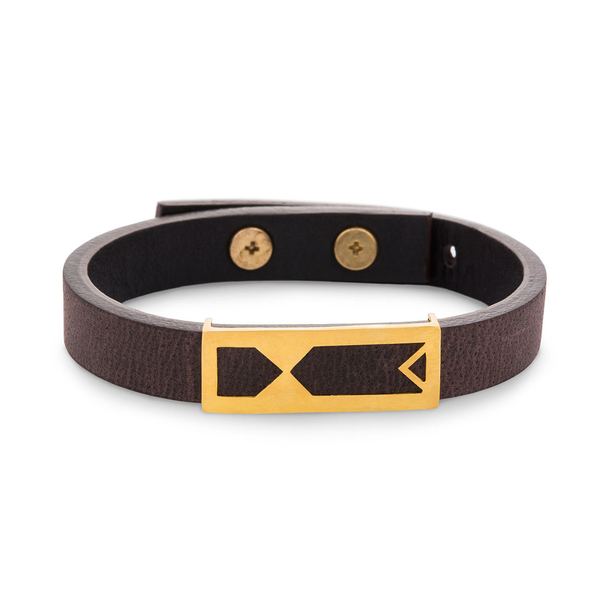 دستبند چرم و طلا  کد BM242