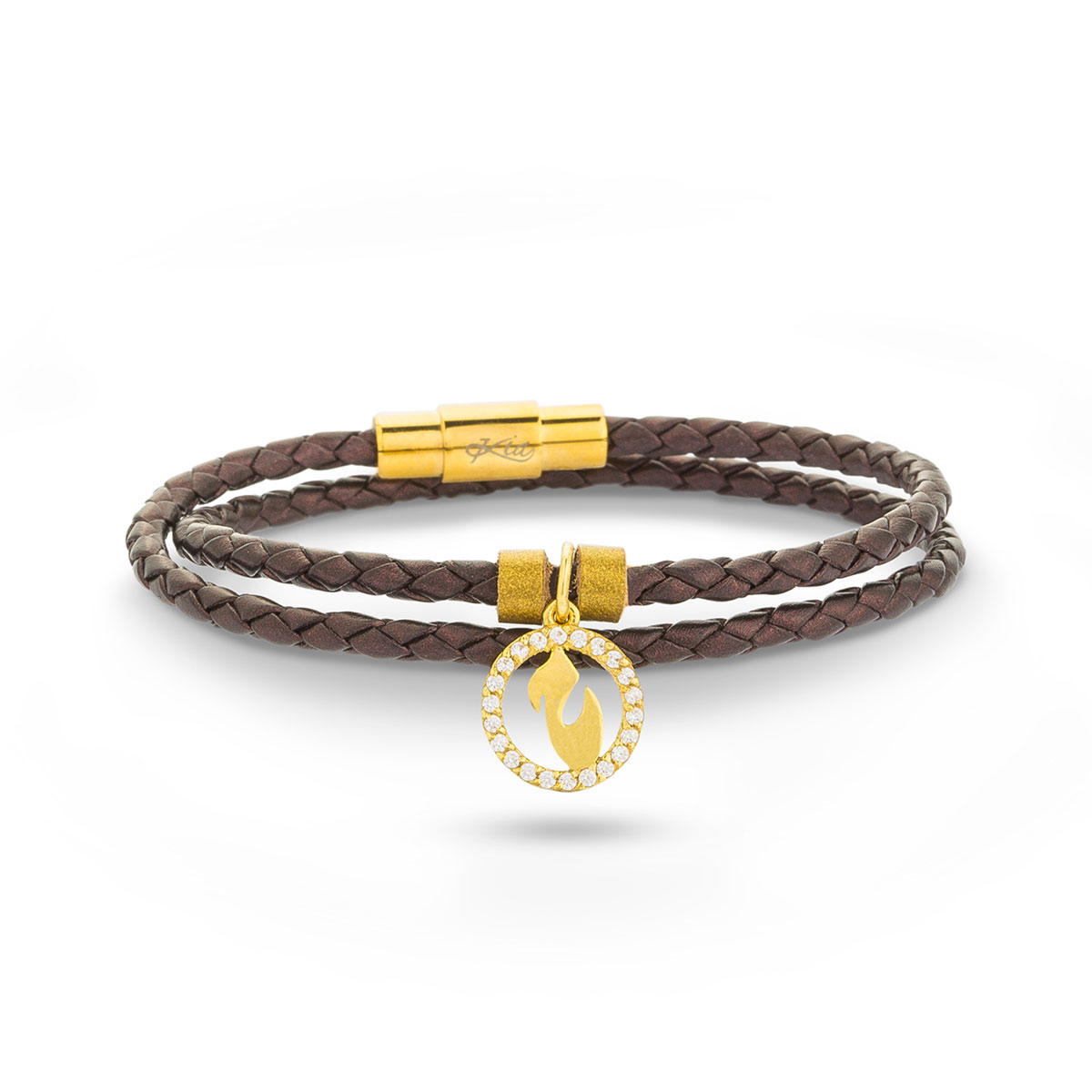 دستبند چرم و طلا  کد BM125-009