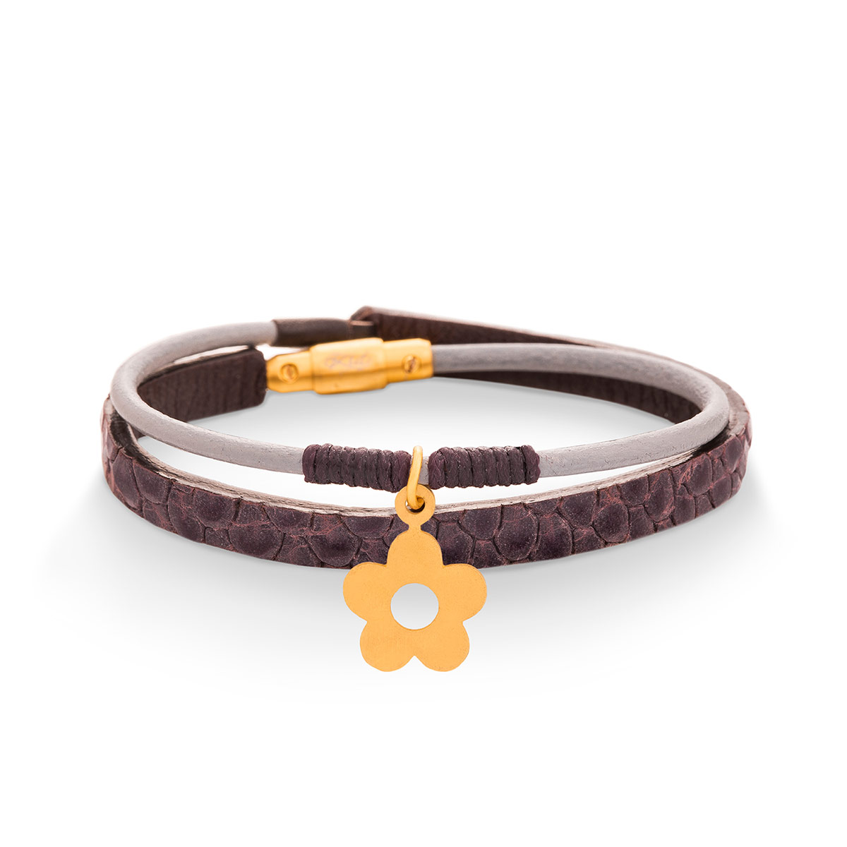 دستبند چرم و طلا  کد BR100-2