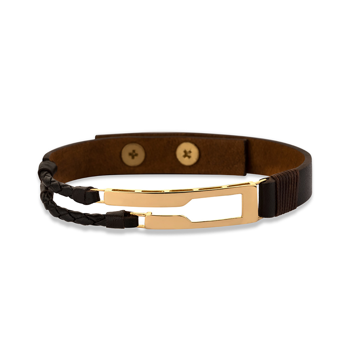 دستبند چرم و طلا  کد BM262
