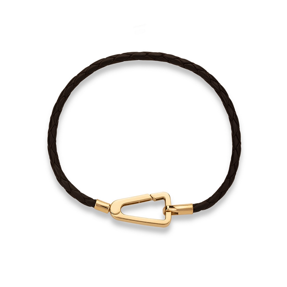 دستبند چرم و طلا  کد BM408