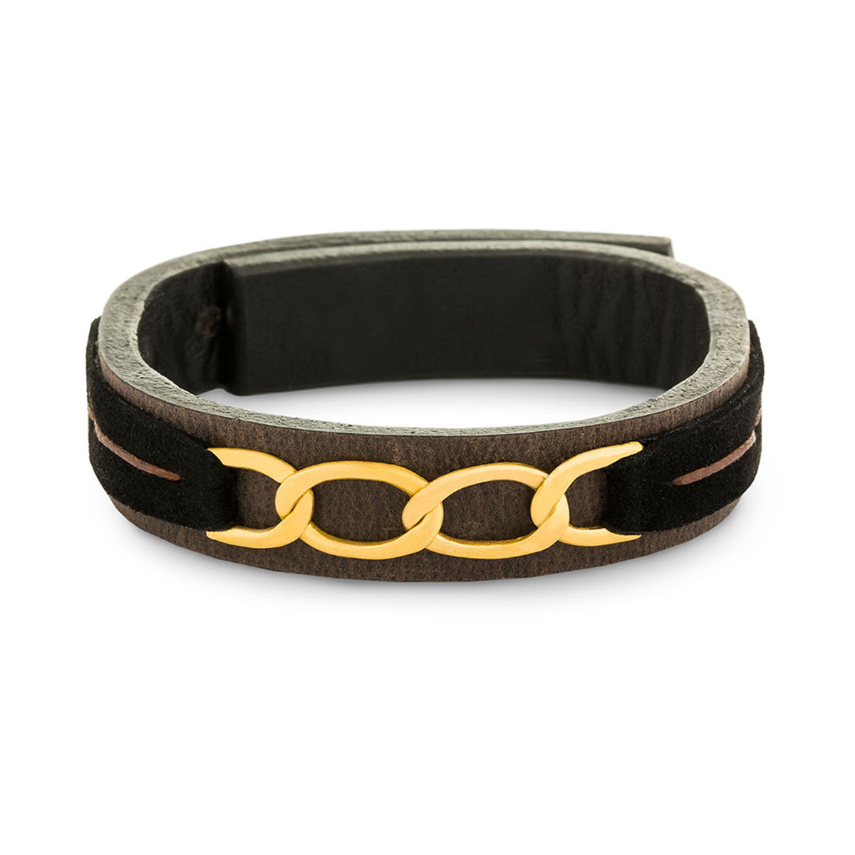 دستبند چرم و طلا  کد BM132