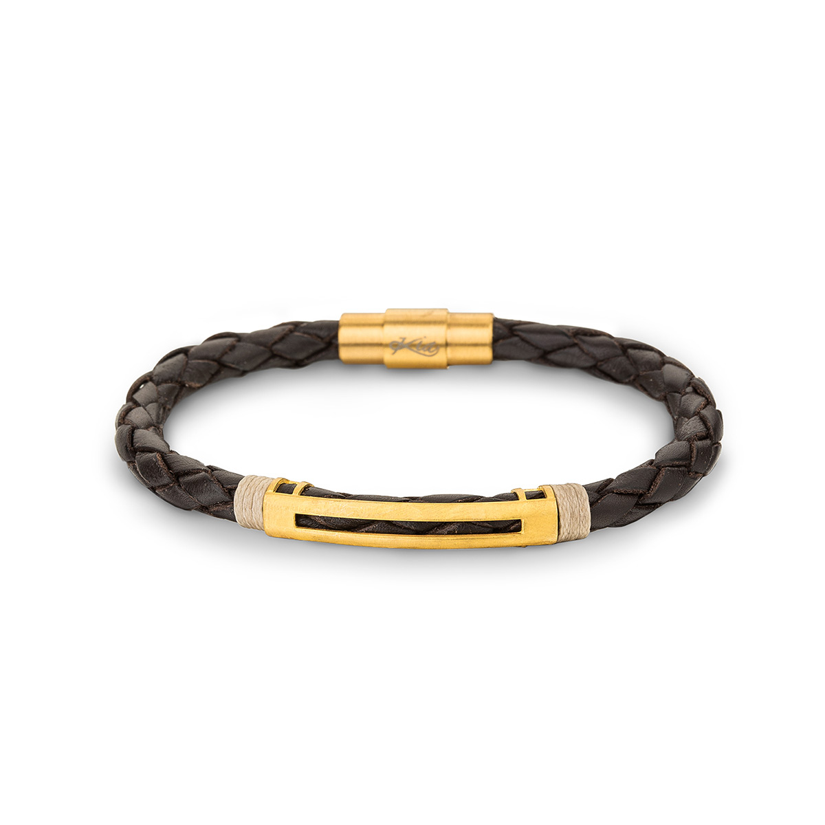 دستبند چرم و طلا  کد BM261