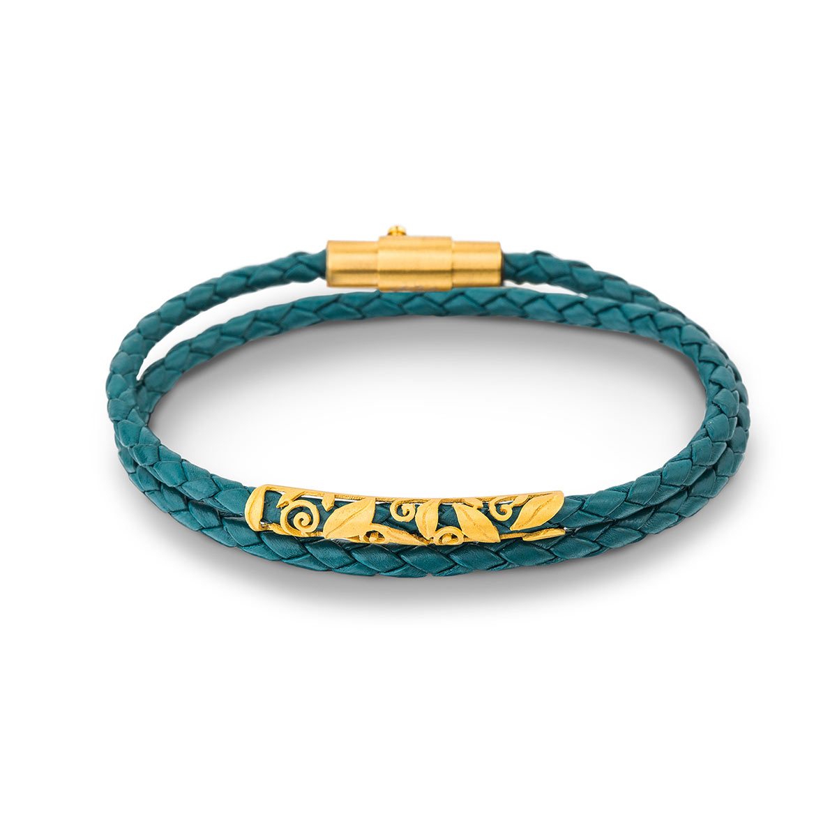 دستبند چرم و طلا  کد BM272