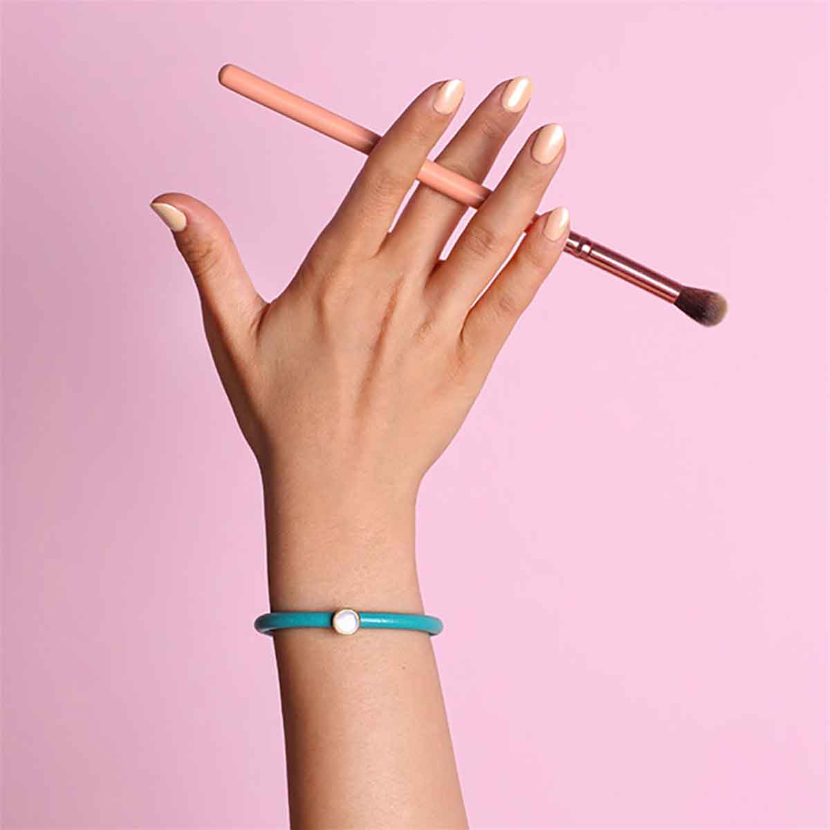 دستبند چرم و طلا  کد BM225