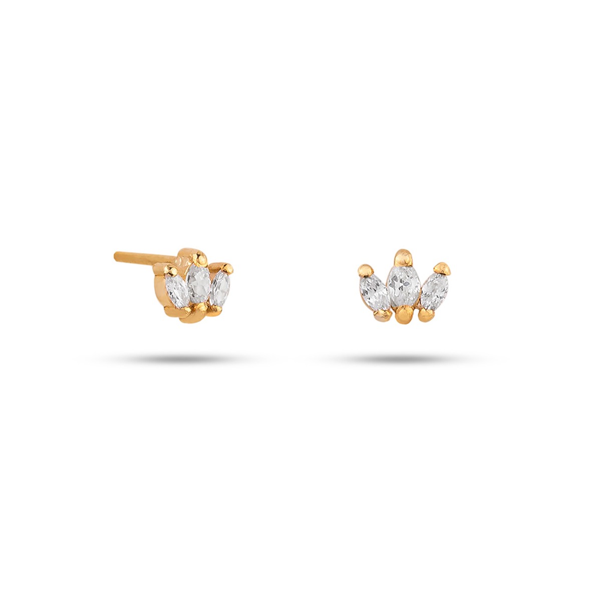 گوشواره گوشواره میخی طلا طرح سه مارکیز کد EM381