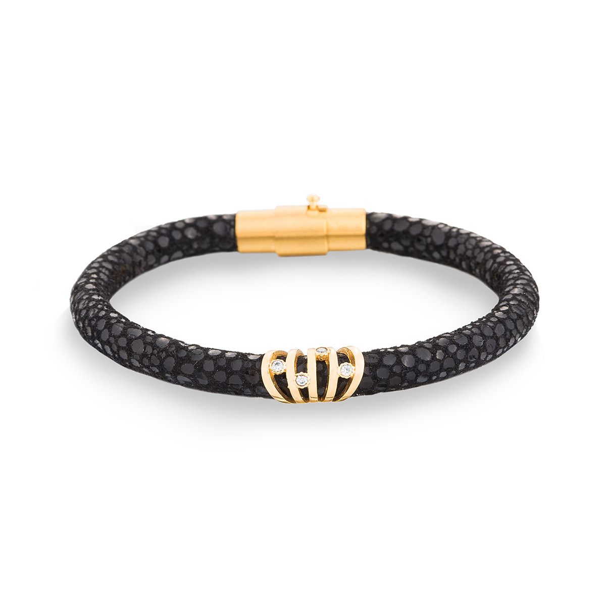 دستبند چرم و طلا  کد BM281