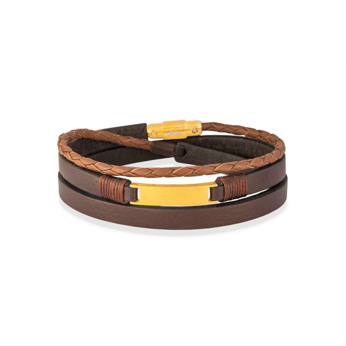 دستبند چرم و طلا  کد BM229-2