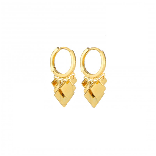 گوشواره گوشواره حلقه ای آویز دار طلا طرح مربع کد RZE-1027