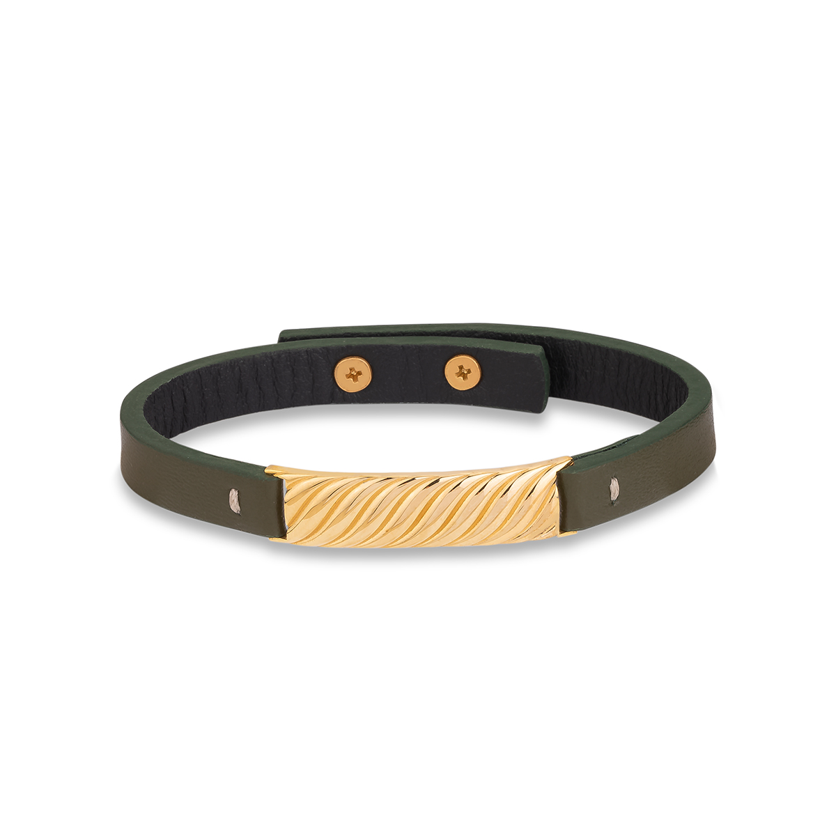 دستبند چرم و طلا  کد BM373-1