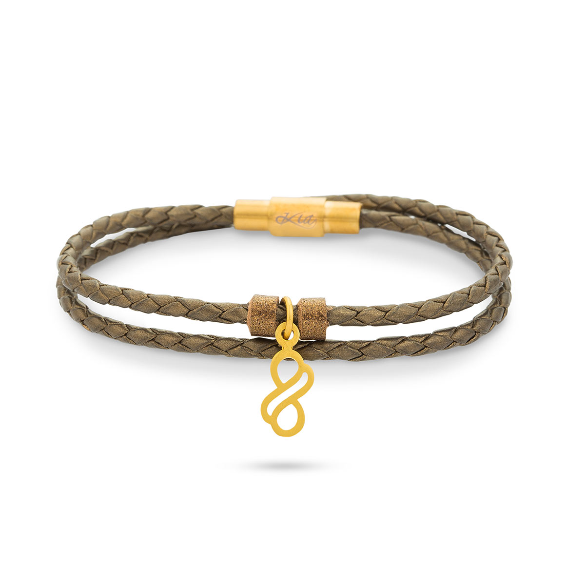 دستبند چرم و طلا  کد BR079