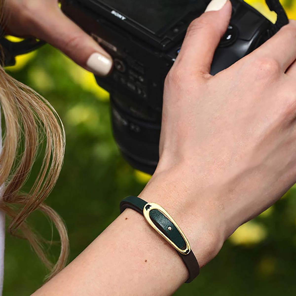 دستبند چرم و طلا  کد BM211