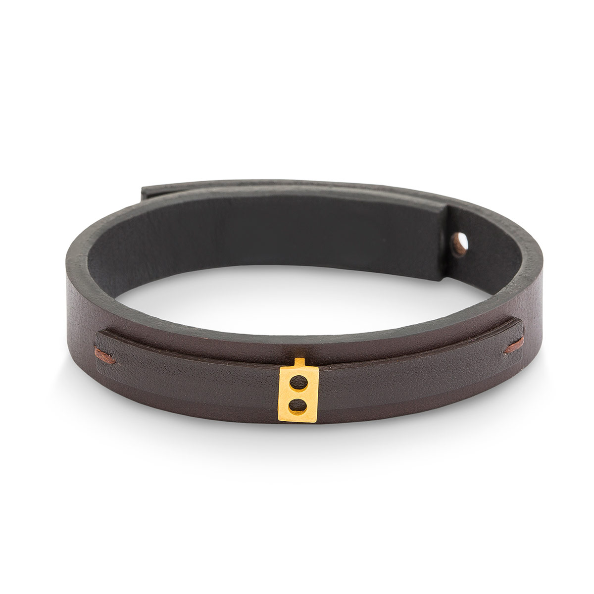 دستبند چرم و طلا  کد BR043