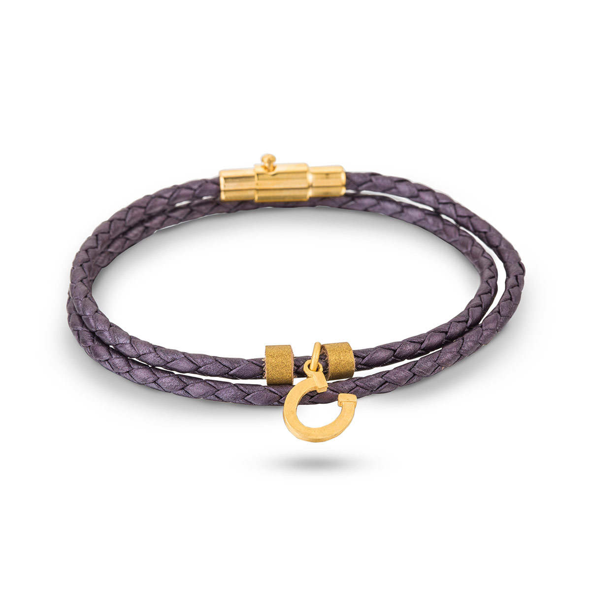 دستبند چرم و طلا  کد BM250