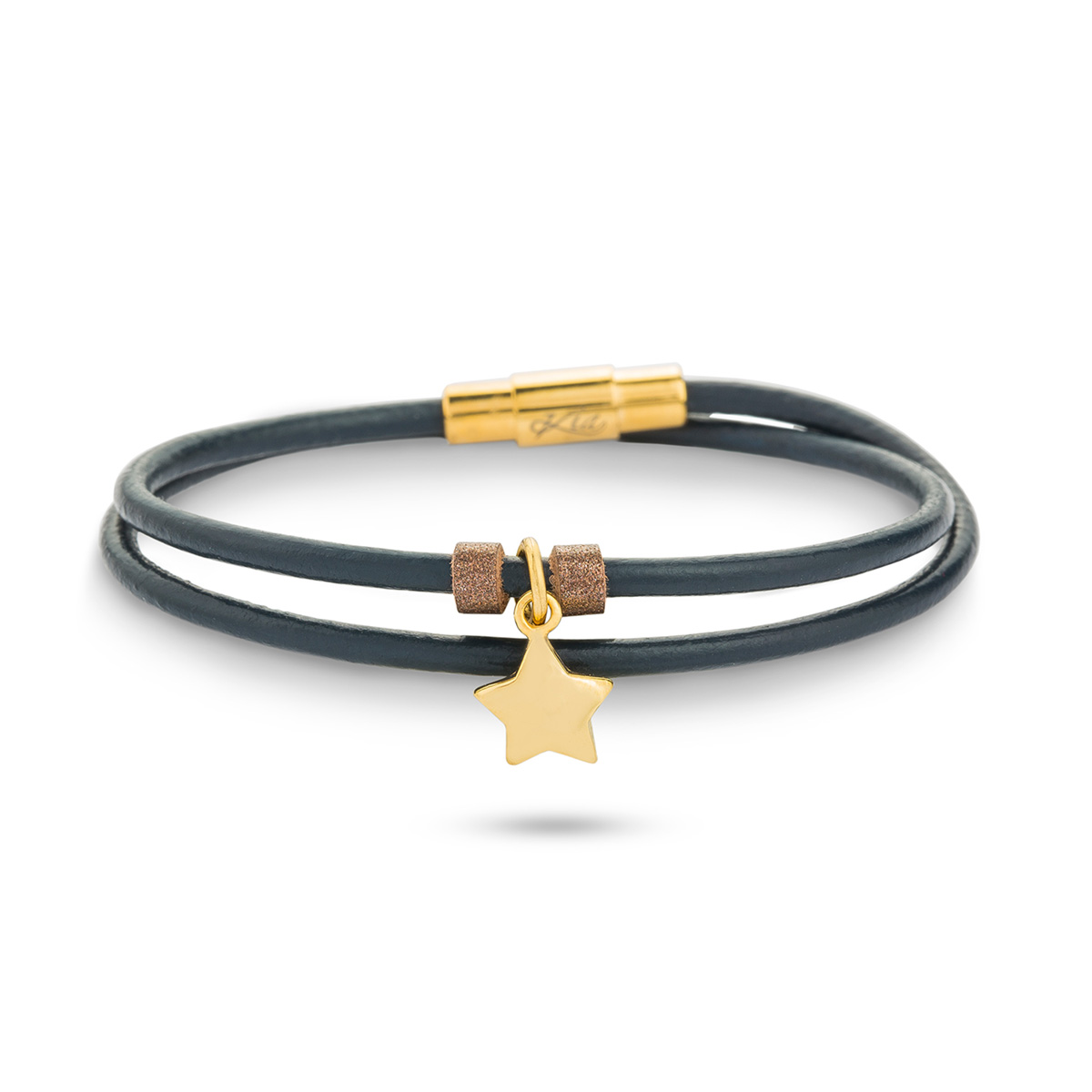 دستبند چرم و طلا  کد BM111