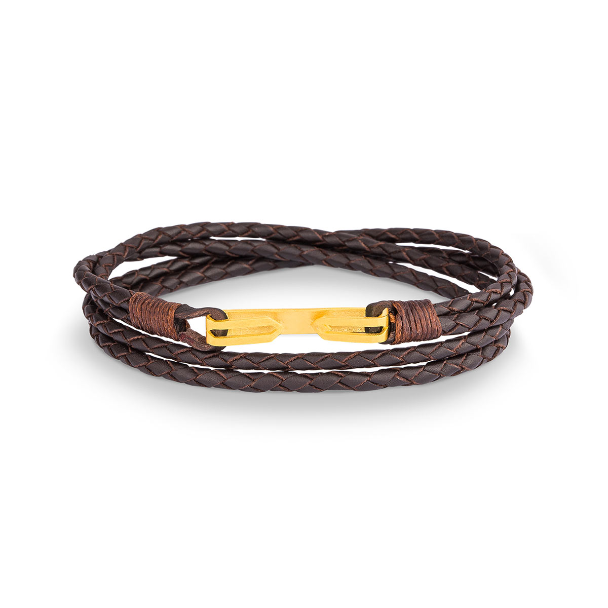 دستبند چرم و طلا  کد BM270