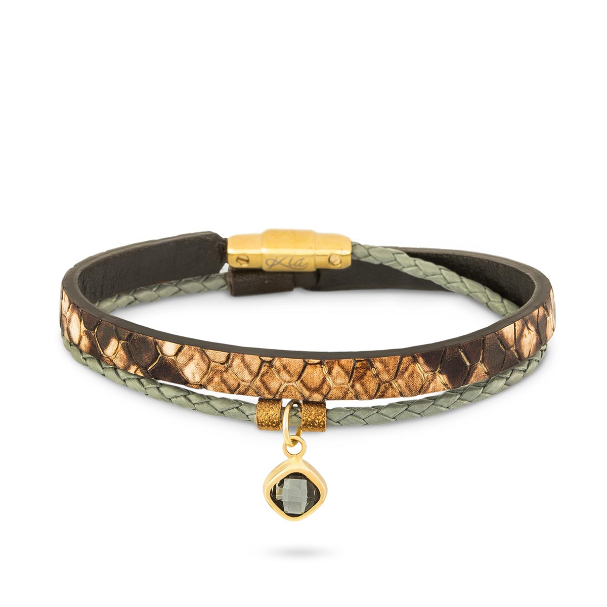 دستبند چرم و طلا  کد BTR001