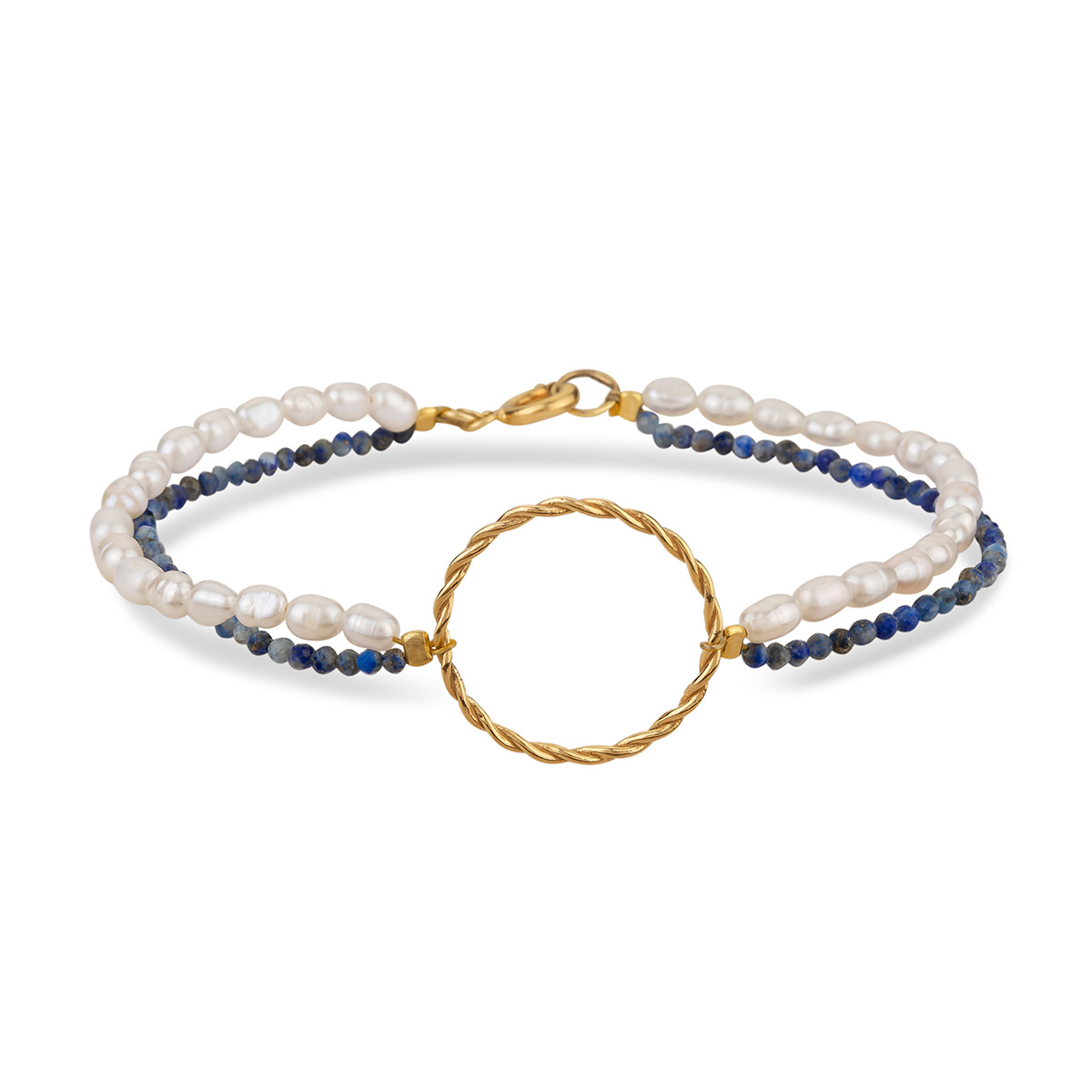 دستبند سنگی دایره مروارید سنگ کد BT154