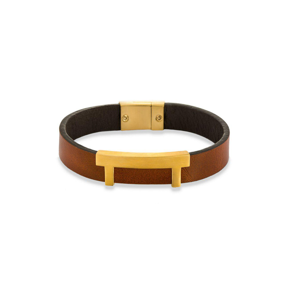 دستبند چرم و طلا  کد BM223