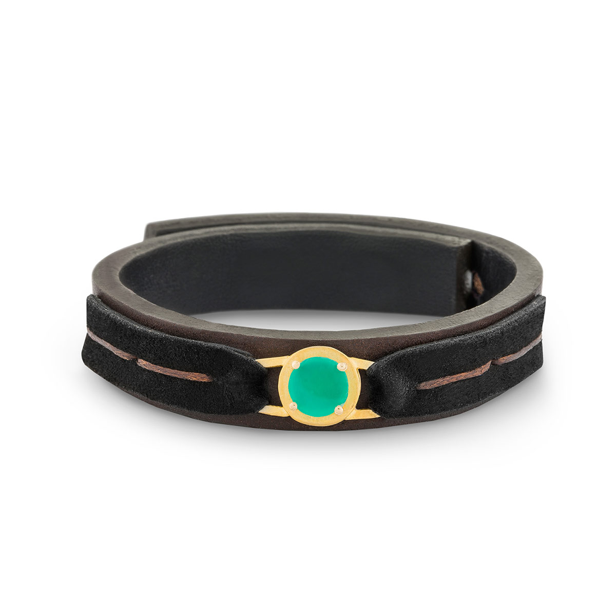 دستبند چرم و طلا  کد BM080