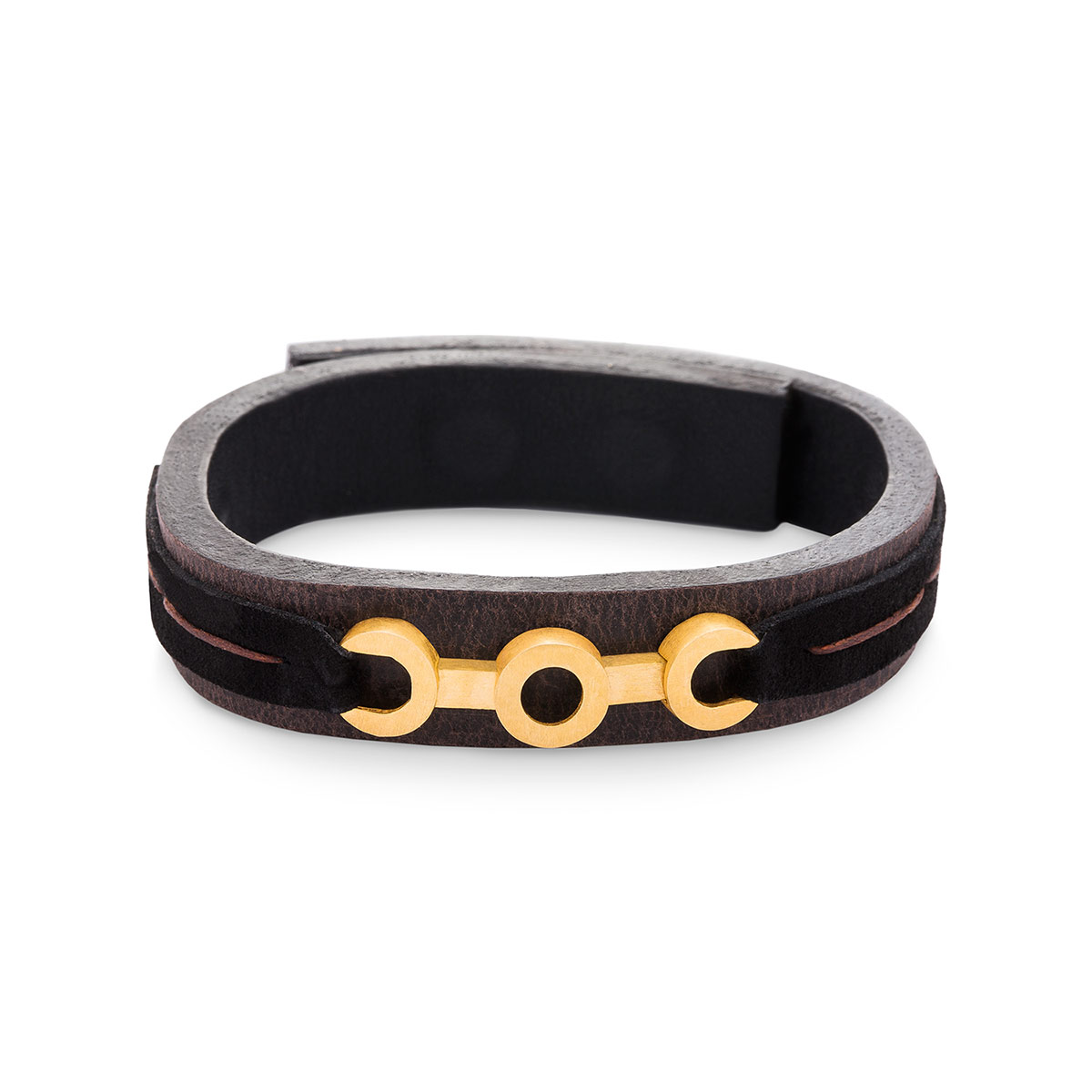دستبند چرم و طلا  کد BM094
