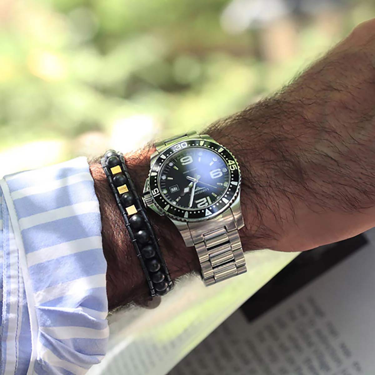 دستبند چرم و طلا  کد BMD009