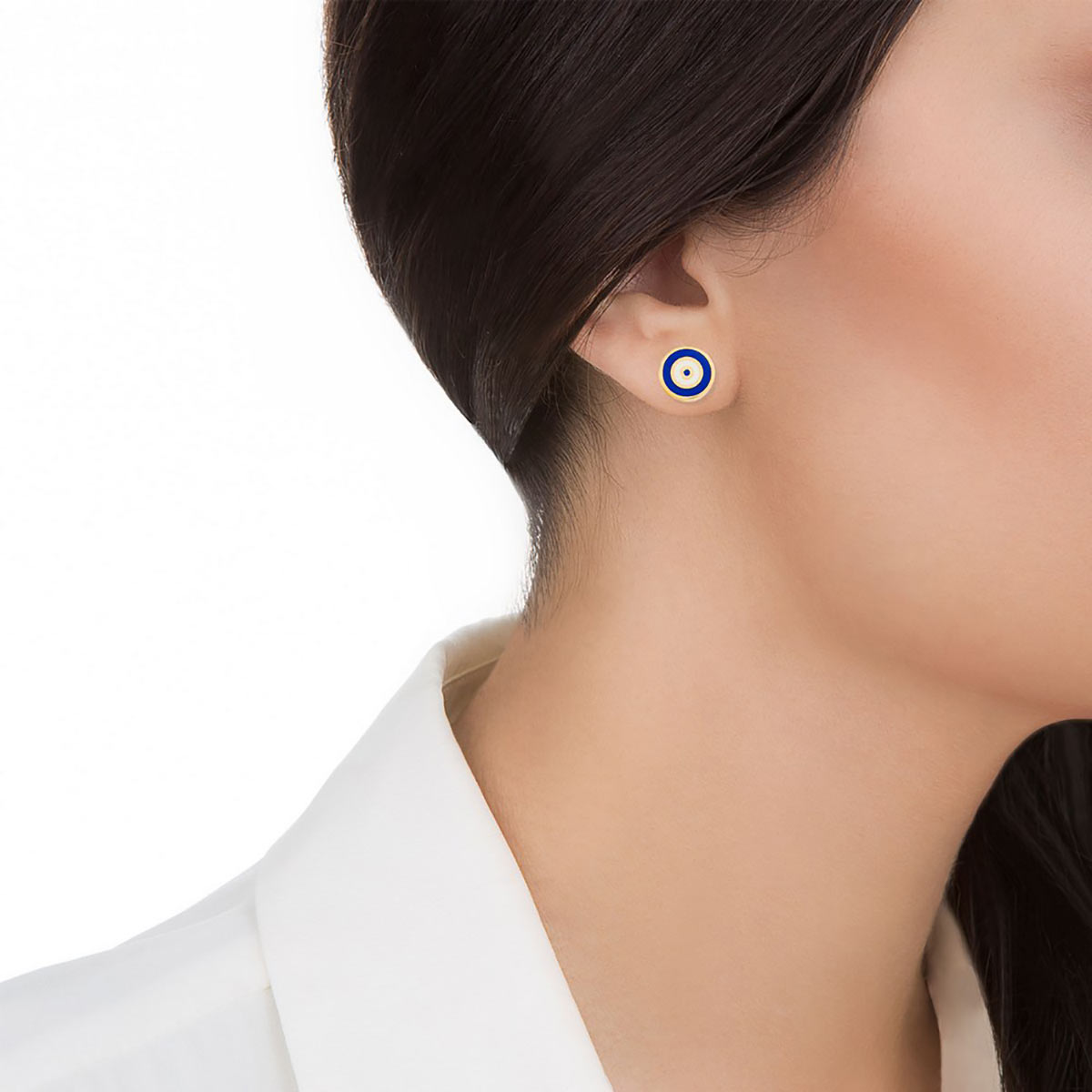 گوشواره گوشواره میخی طلا طرح چشم و نظر کد EM444