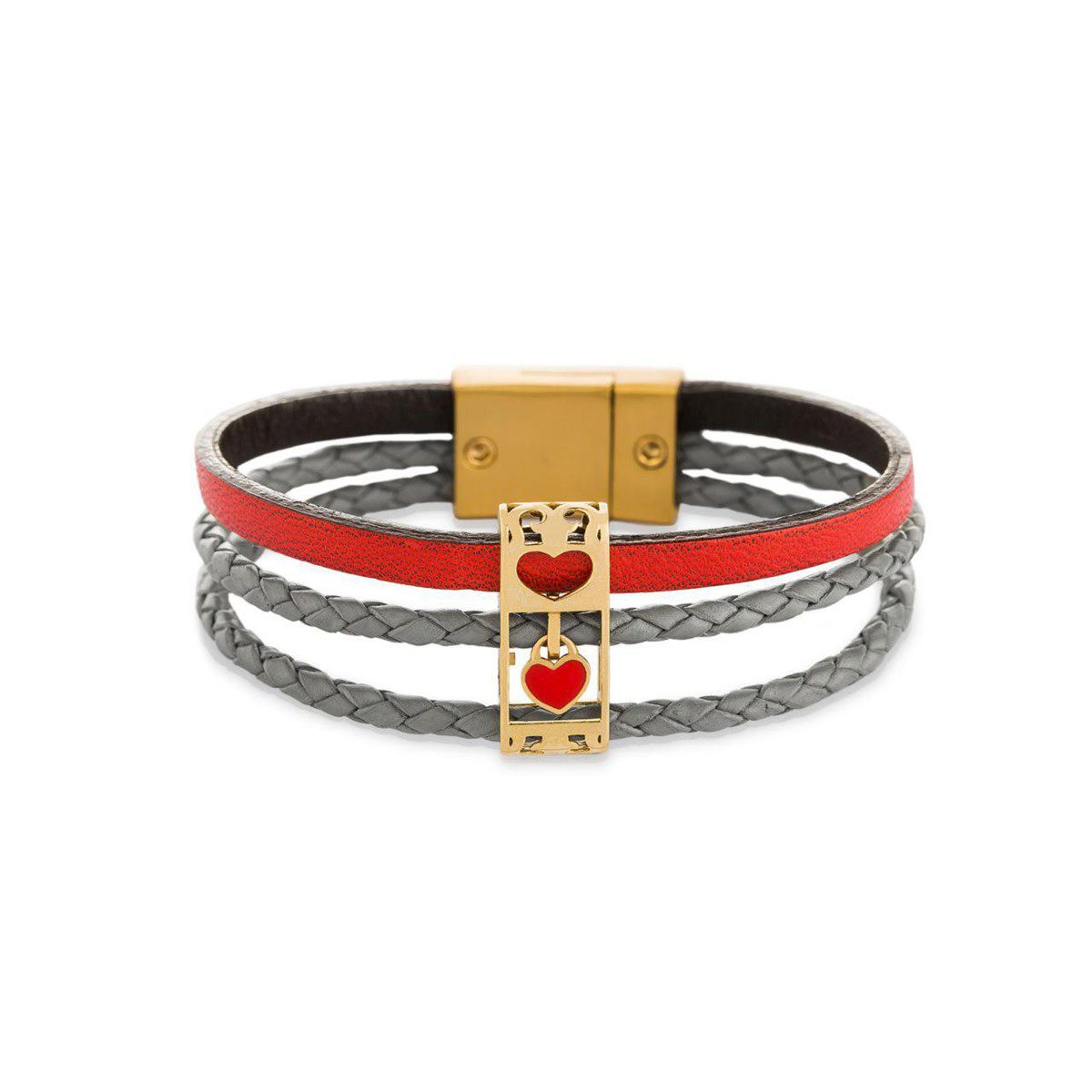 دستبند چرم و طلا  کد BM314-2