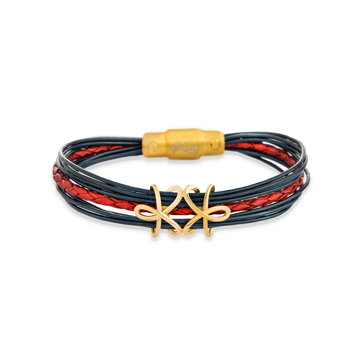 دستبند چرم و طلا  کد BM222-5