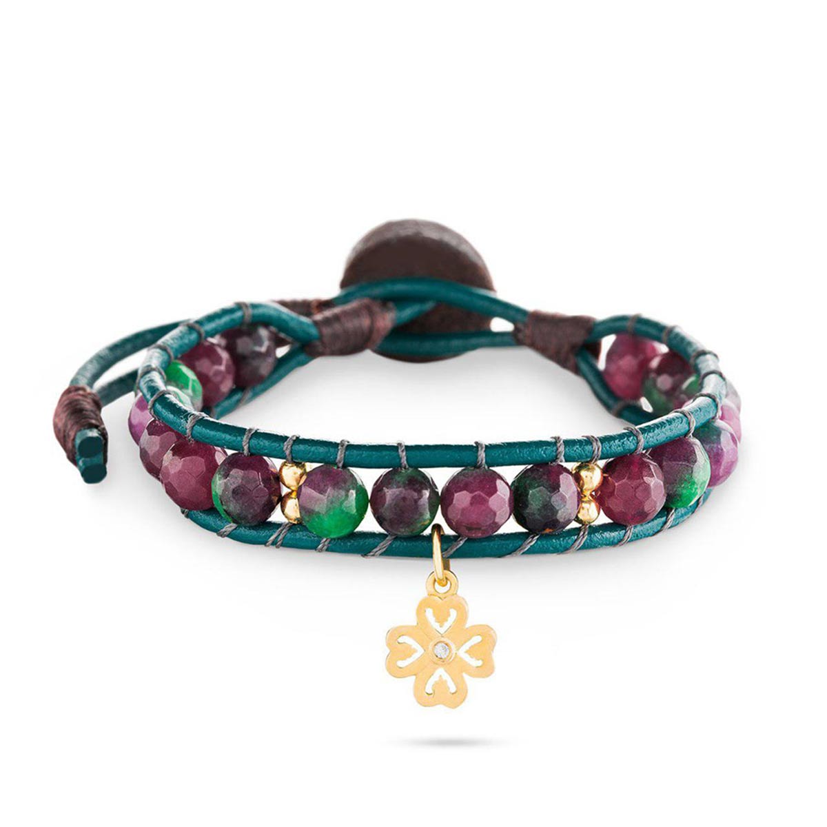 دستبند چرم و طلا  کد BMD003