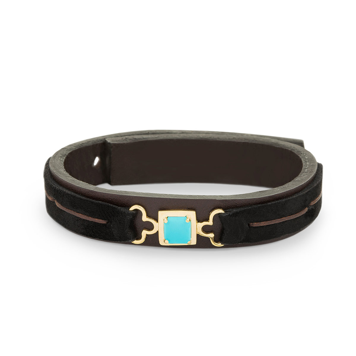 دستبند چرم و طلا  کد BM091