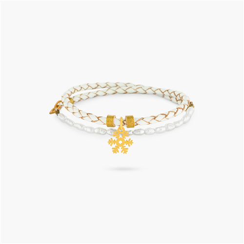 دستبند چرم و طلا  کد BM297-3