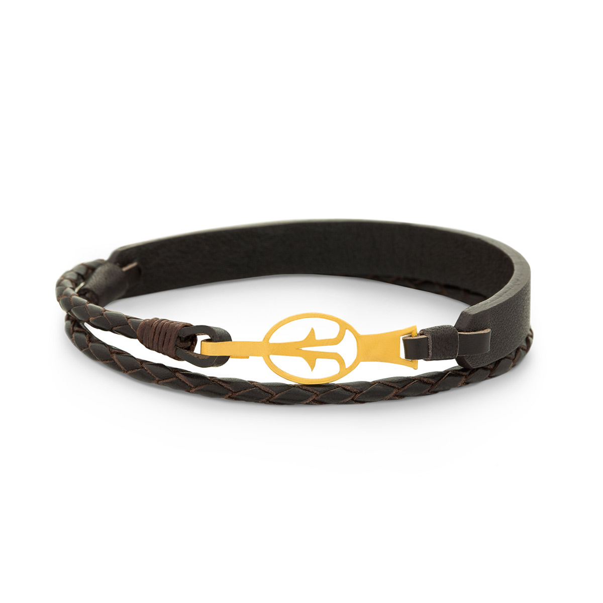 دستبند چرم و طلا  کد BM233