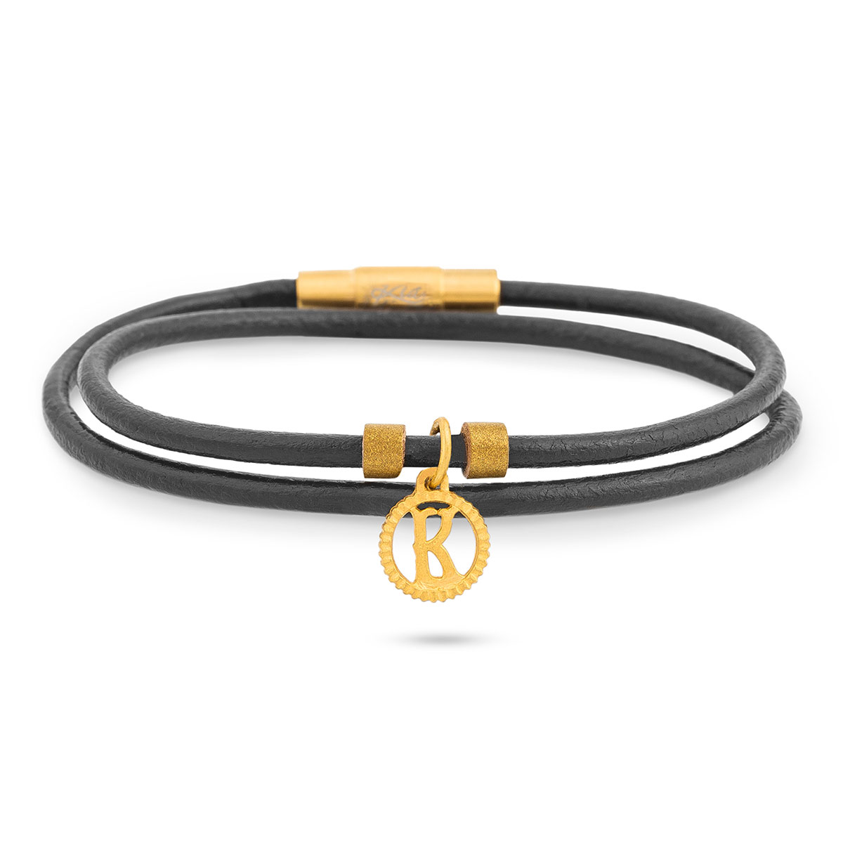 دستبند چرم و طلا  کد BAS069-11