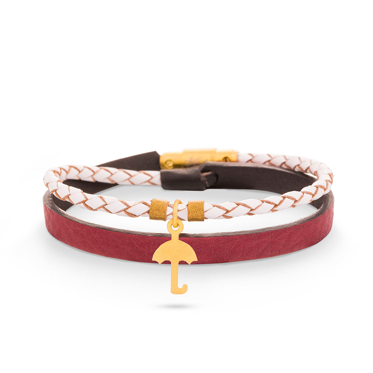 دستبند چرم و طلا  کد BR093-2