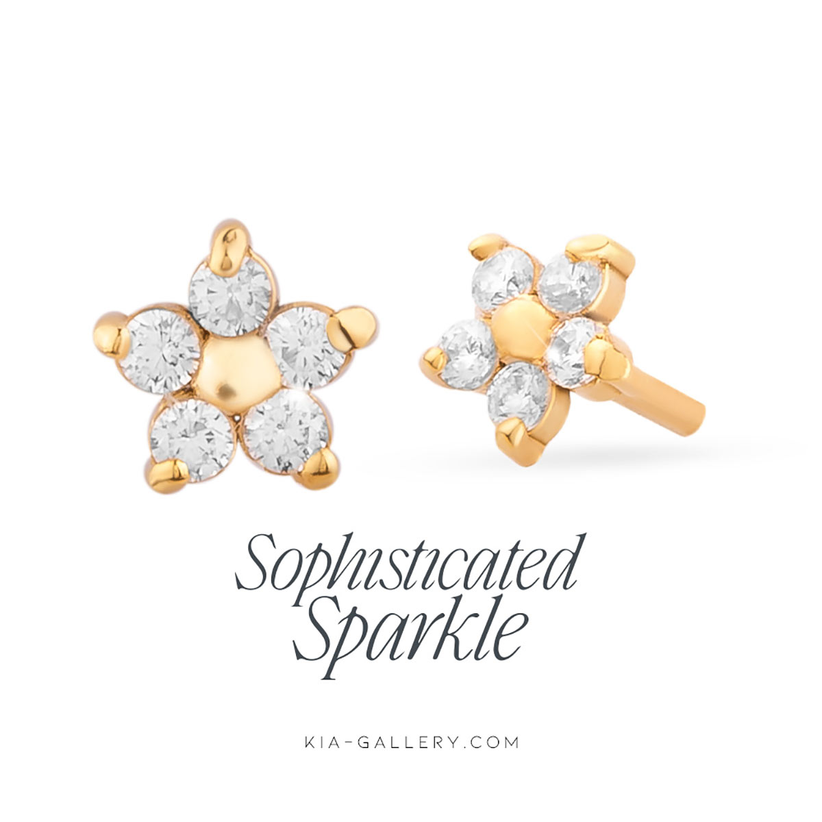 گوشواره گوشواره میخی طلا طرح گل اتمی کد EM372