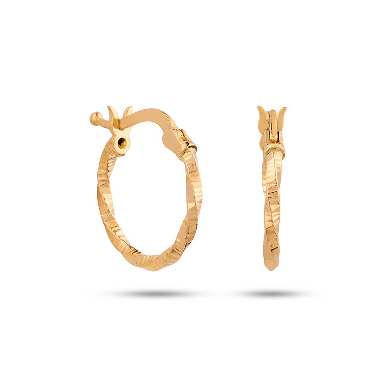 گوشواره گوشواره حلقه ای طلا پیچی خط دار کد EMR157