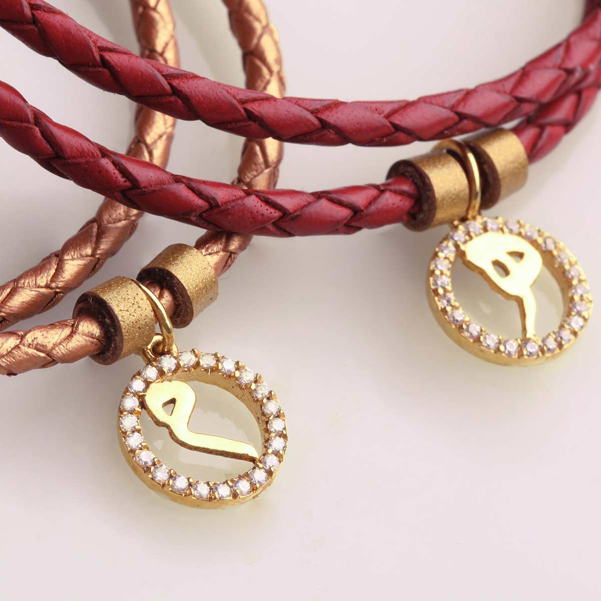 دستبند چرم و طلا  کد BM125-029