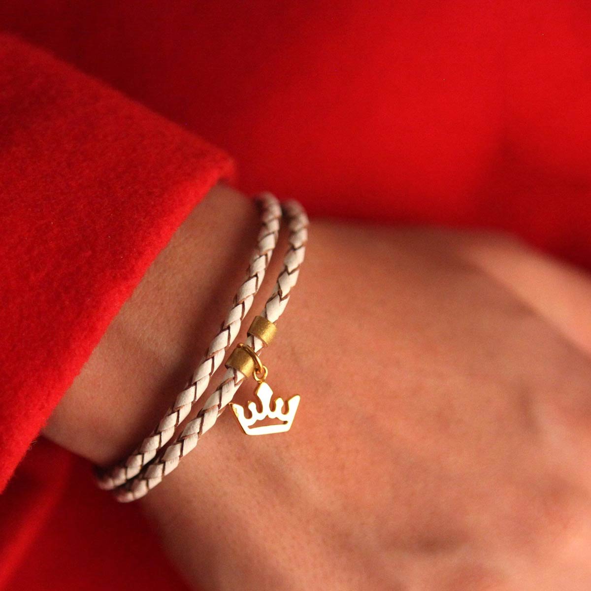 دستبند چرم و طلا  کد BM063