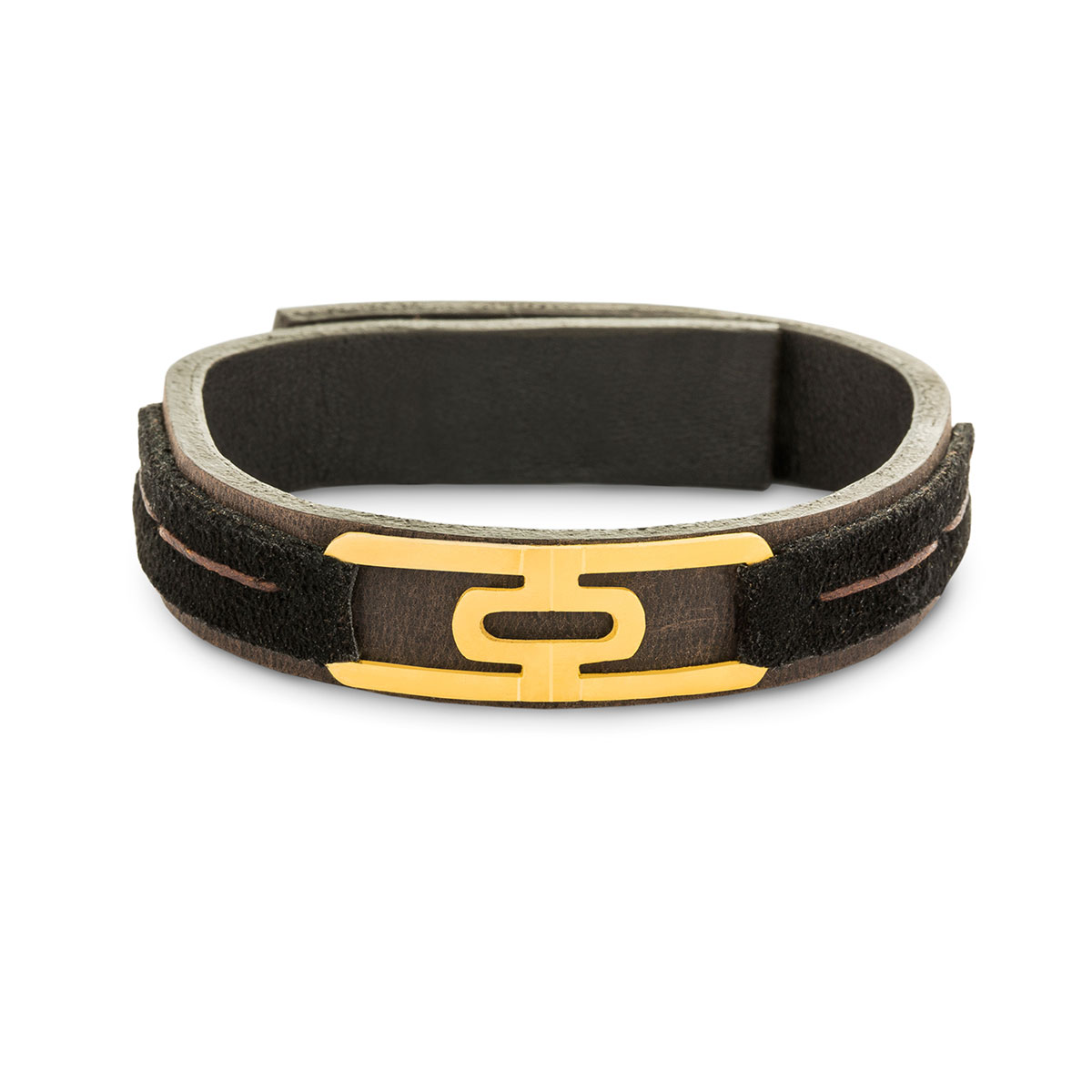 دستبند چرم و طلا  کد BM095