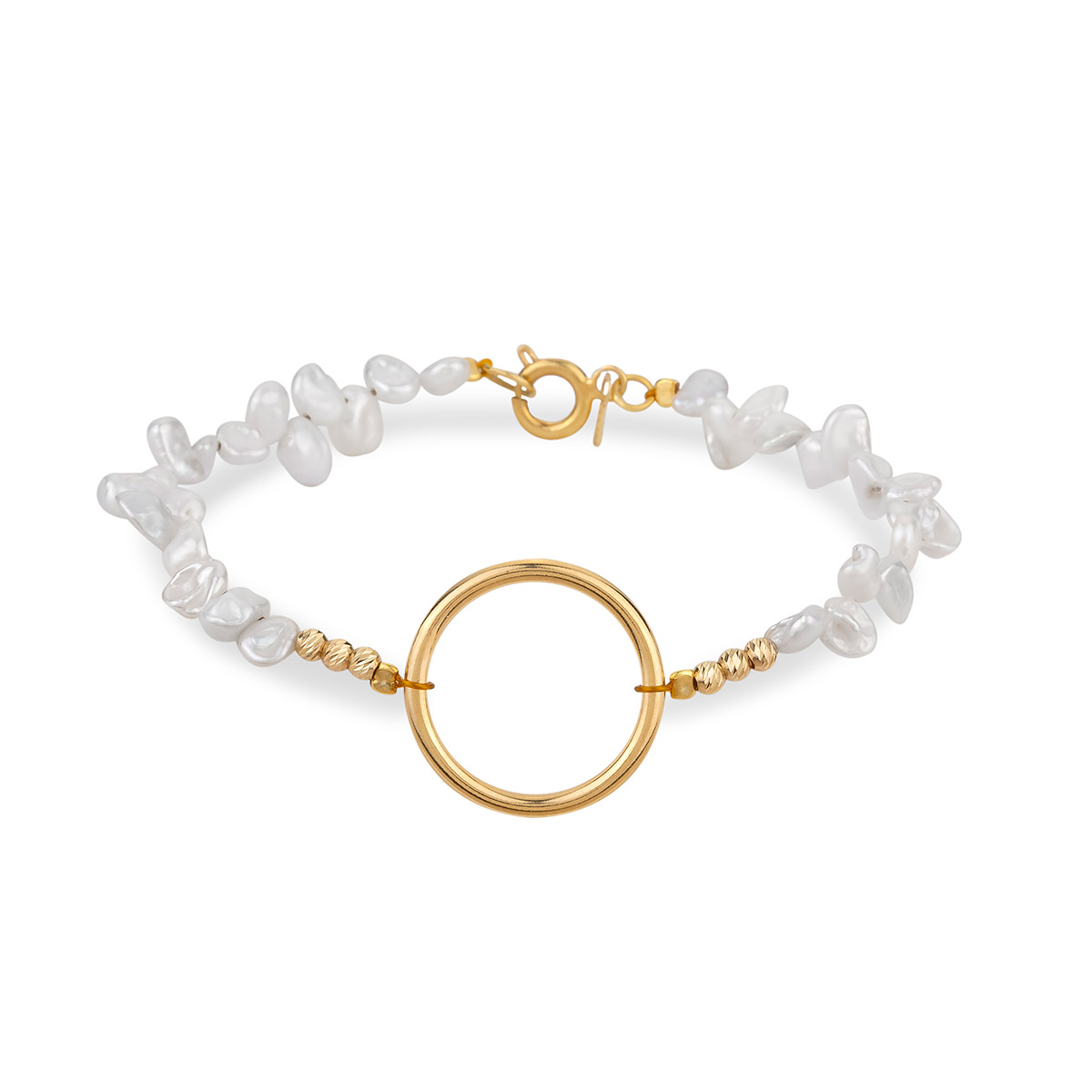 دستبند سنگی گوی مروارید دفرمه کد BT153