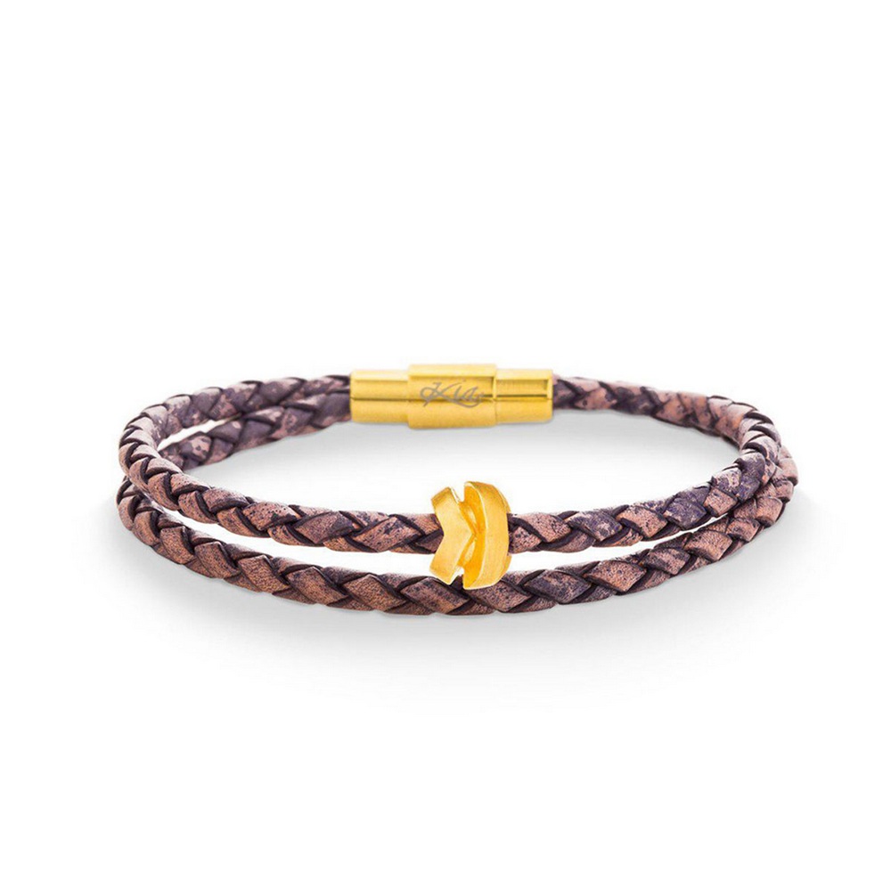 دستبند چرم و طلا  کد BM194