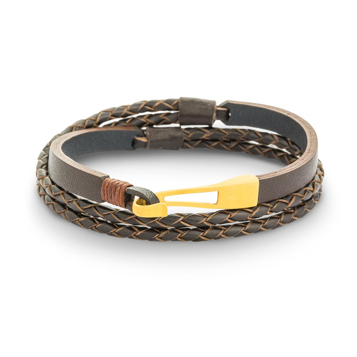 دستبند چرم و طلا  کد BM252